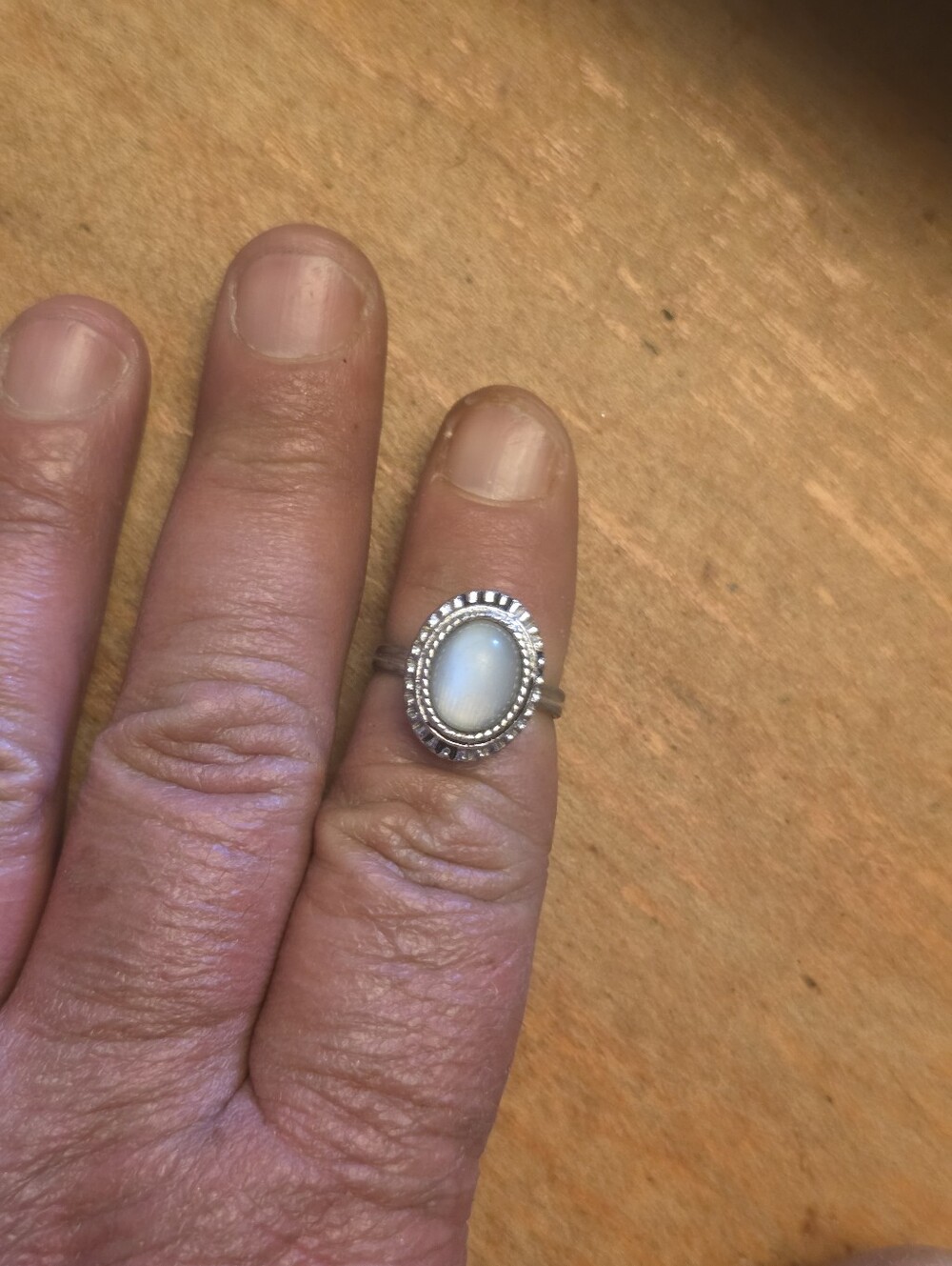 Moonstone? Ring With Unknown Metal Adjustable Ring
